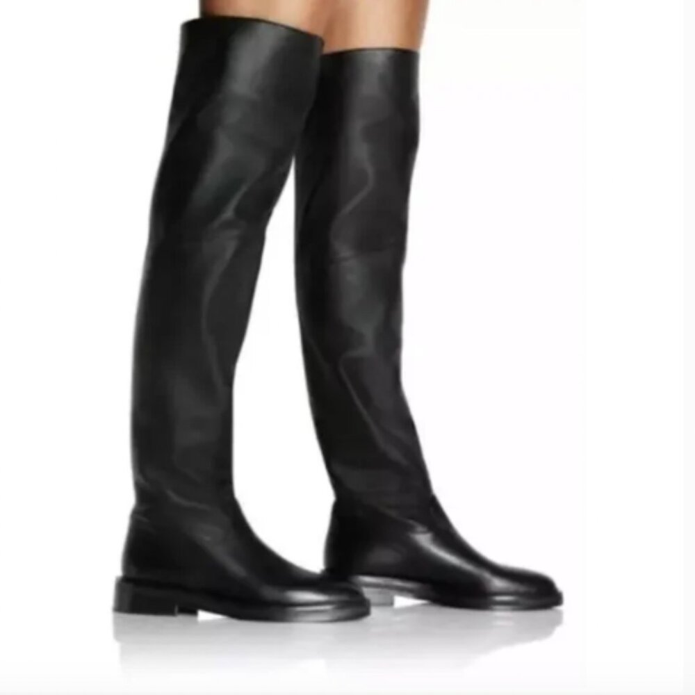 Tamara Mellon Tempest Over The Knee 15 Nappa Leather Black Moto Boots
